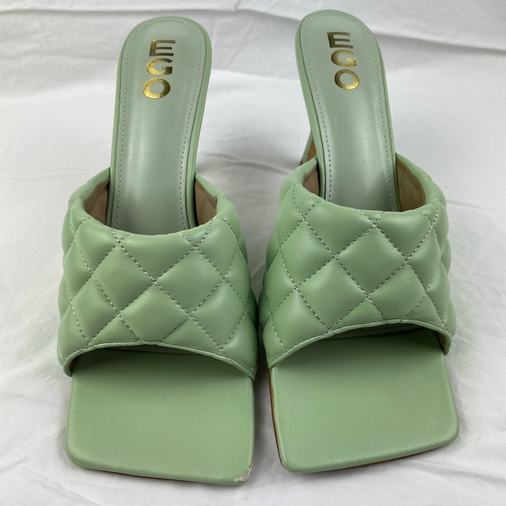 TURNTUP WOVEN SQUARE PEEP TOE MULE